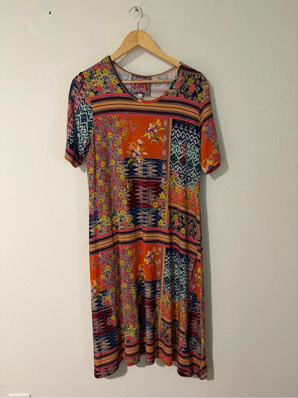 Johnny Was Allie Flower Vibrant Print Swing Favorite T Fabric Dress Size M